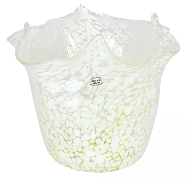 FAZZOLETTO MACETE MURRINE Murano Glas Schale Vase Blattsilber 925 Murrine Mad...