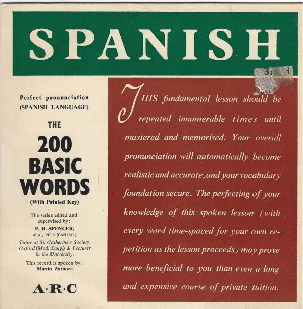 Martin Zornoza - Spanish: The 200 Basic Words (7", EP)