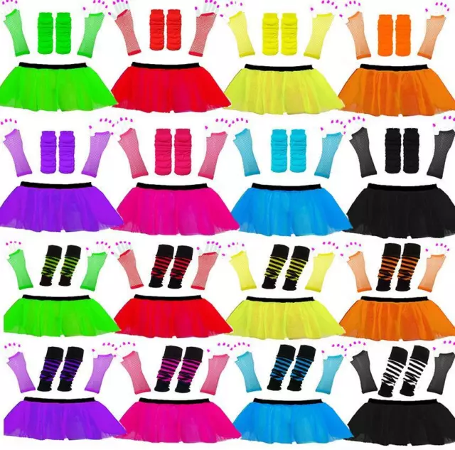 Neon Tutu Skirt Set 80S Clothing Fancy Dress Hen Party Tutu Gloves Leg Warmers