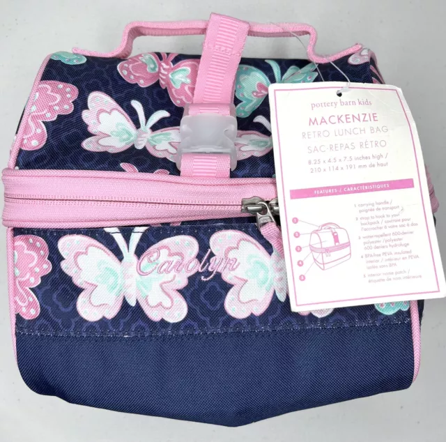 Pottery Barn Kids Mackenzie Retro Lunch Bag *Carolyn* Pink Navy Aqua New School