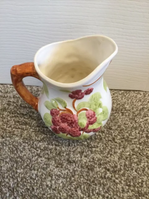 Vintage Pottery Jug Raspberries Shorter & Son Staffordshire 1993 Hand Painted