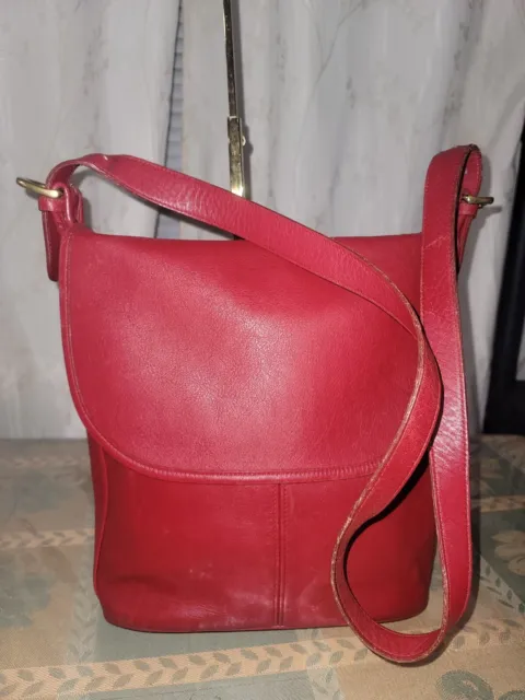 Vintage Coach Bag Whitney Red Leather Flap Satchel Shoulder Purse 4115-read desc