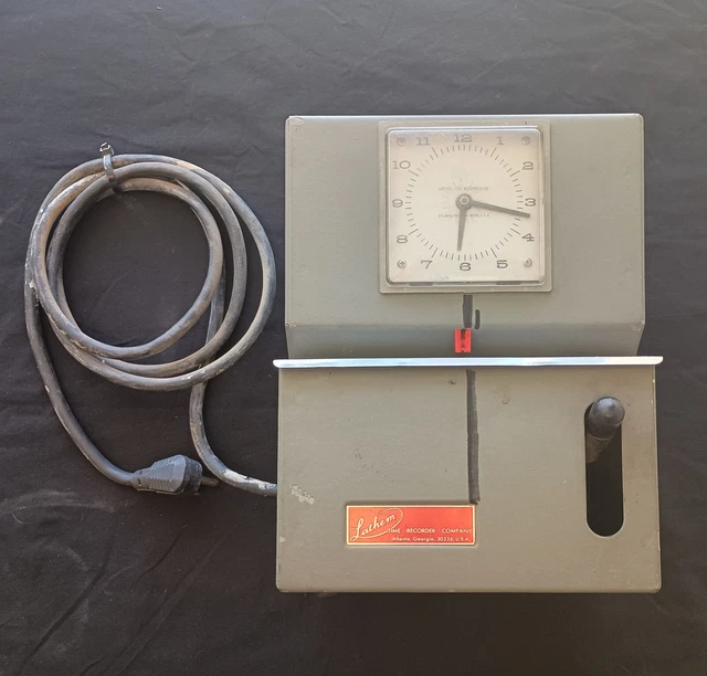 VINTAGE LATHEM 2151 mechanical time clock in working condition. 65.00