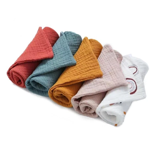 Baby Washcloths 5 Pack Natural Muslin Cotton Face Towels 12x12inches