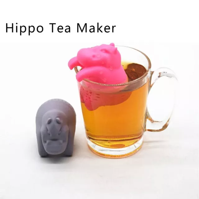 Silicone Hippo Shaped Tea Infuser Loose Strainer Herbal Spice Filter Float l_ Sp