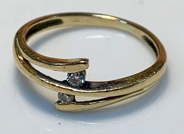 Bague En Or 18 Carats Avec Diamants - 0.06 Carat, Poids 1.79g, Taille 52