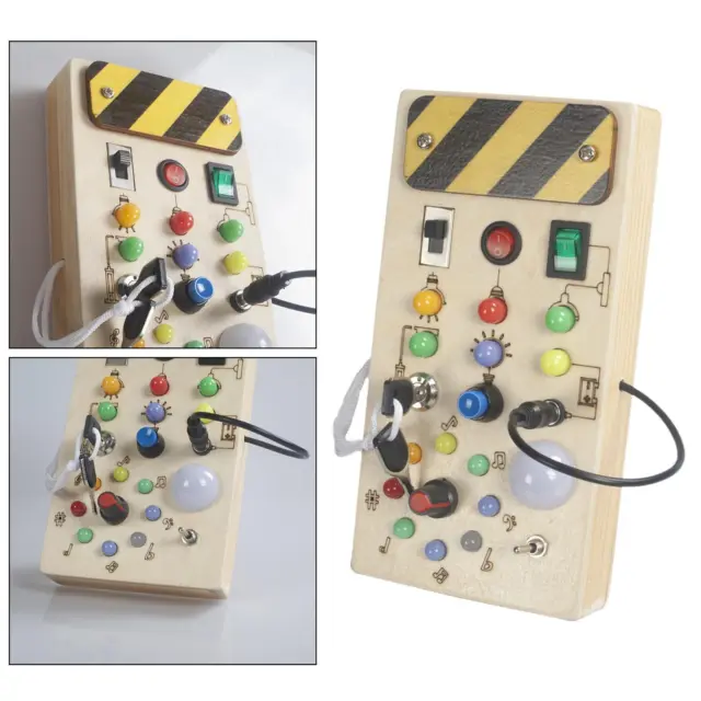 Lights Switch Busy Board Toys with Buttons, Wooden Control