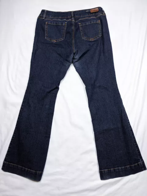 Standards Practices Womens Blue Jeans Flare Mid Rise Dark Wash Tall Size 15 2