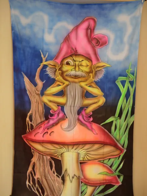 185 x 115 cm UV Tuch Airbrush Wandbehang Backdrop Bild Gnom Chill Alien Mushroom