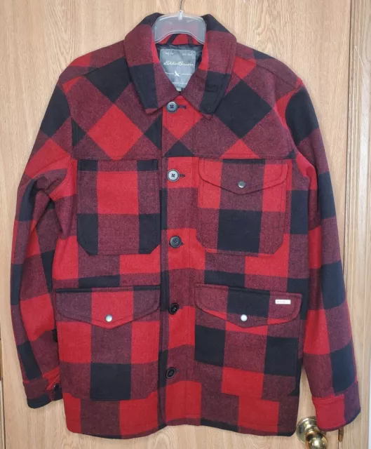 NEW EDDIE BAUER Mens Bulman Creek Mackinaw Coat Wool Peak Coat Parka Black XL 89.00 PicClick