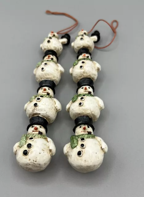 Ornament  Avon 2 Totem Pole Snowmen 4 Snowmen on Each Piece 1995 6 Ins. China