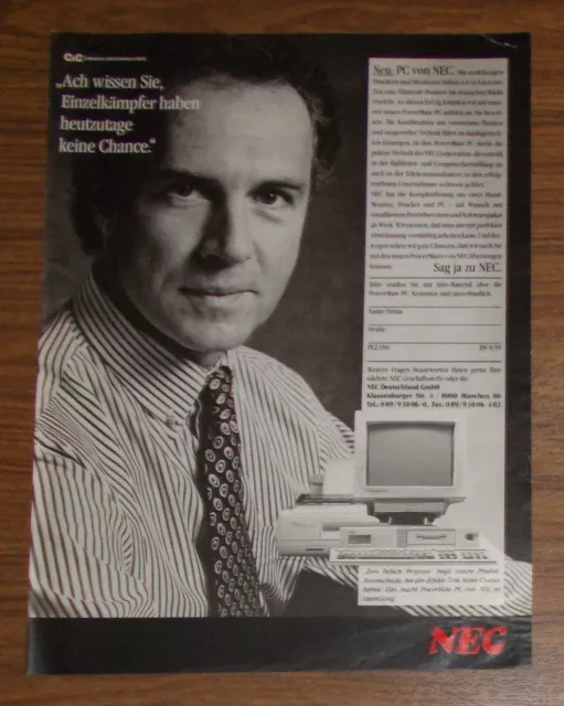 Seltene Werbung NEC POWERMATE PC Franz Beckenbauer 1991