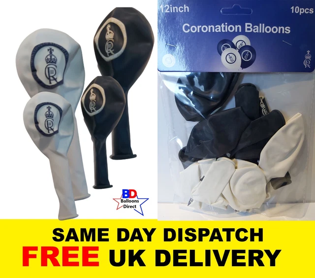 Globos de látex impresos de 12" coronación real 10 piezas blanco azul rey Carlos 3er