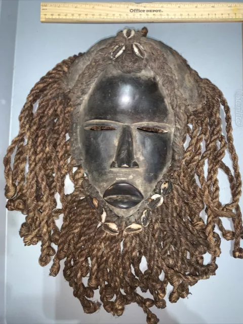 Dan Mask with Cowries and Rope Beard African mask great size OFFERS #30