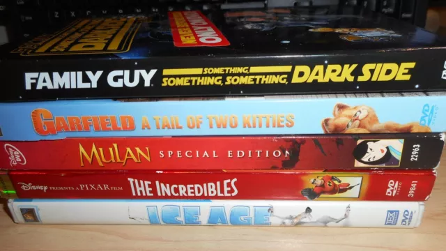 DVD, lot de 5, The Incredibles, Mulan, Garfield, Family Guy, Ice Age - Occasion 3