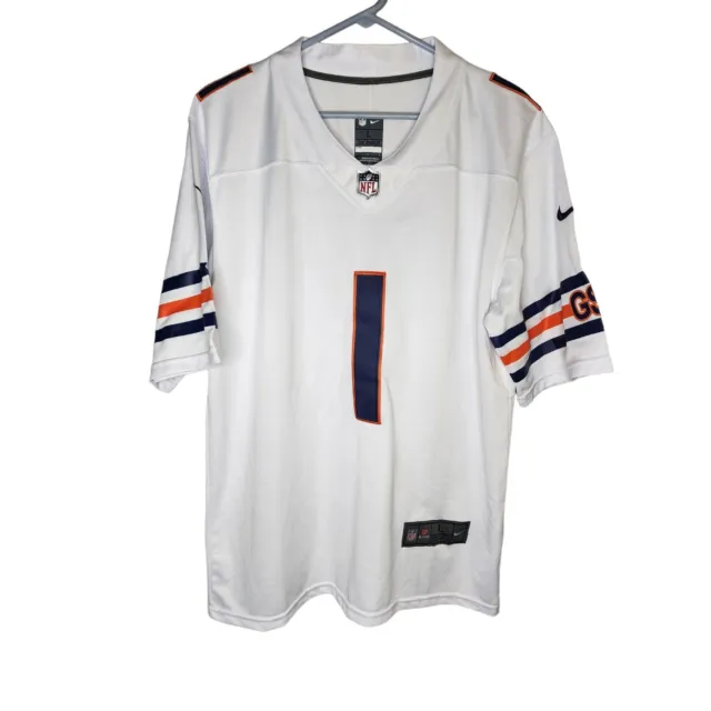 Chicago Bears Justin Fields NFL Nike Game Road Jersey White Size Large