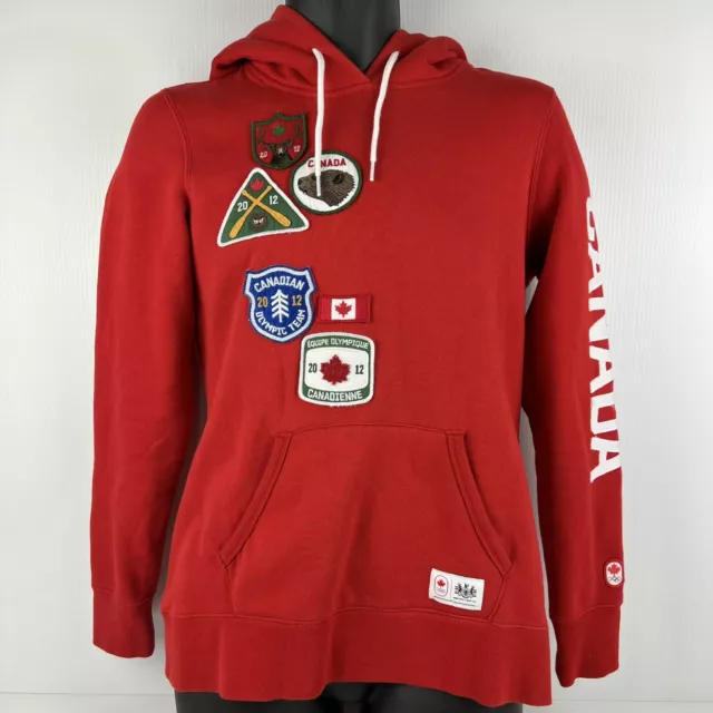 Hudson's Bay Canada Official Olympic Team Patched Hoodie Womens S Red/White