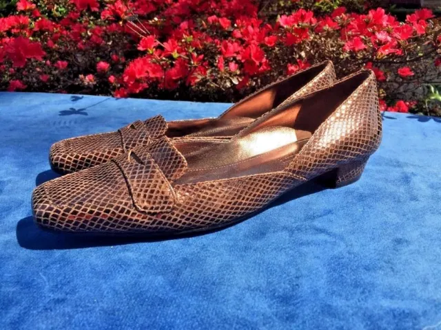 ENZO ANGIOLINI Copper SnakeSkin Mary Janes Loafers High Heels Womens Shoes Sz 8