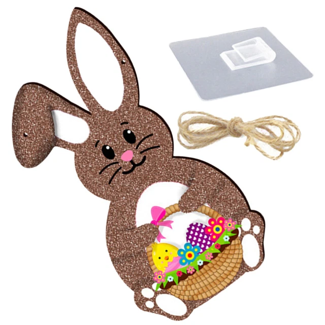 Décoration de porte de porte du lapin de Pâques décoration de porte en bois