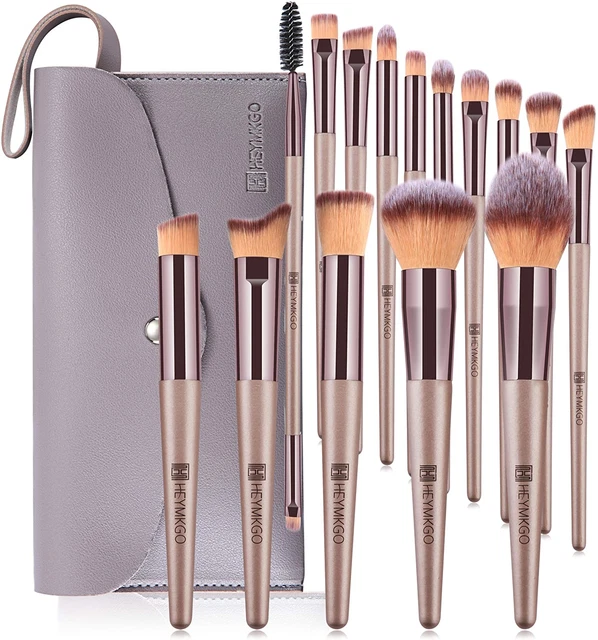 Pennelli Make up Professionali Set Di 15 Pennelli Trucco Champagne, Setole Morbi