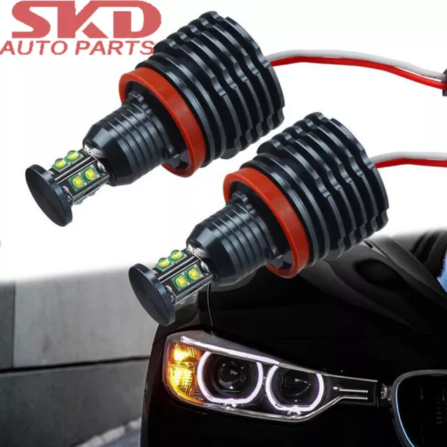 2x H8 Angel Eyes LED Standlicht 120W Für BMW E60 E61 E71 E70 E82 E90 E91 7000K