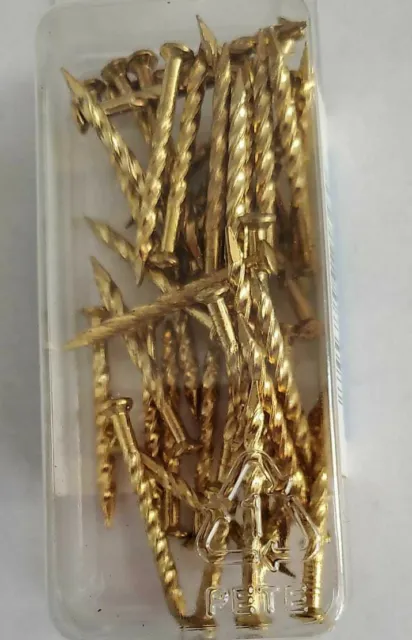 Lot of 5 Brass Plated Drive Screw Nails 1-1/4"