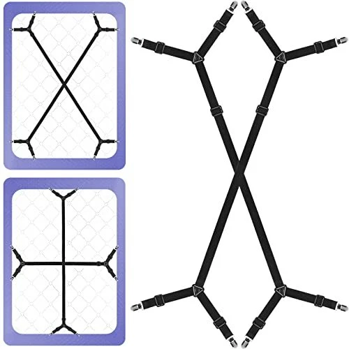 Bed Sheet Holder Straps - 2 Set/8 Ways, Adjustable Crisscross Sheet C...