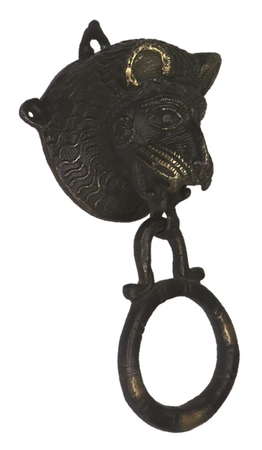 lion Head Shape Victorian Antique Repro Handmade Solid Brass Door Bell Knocker