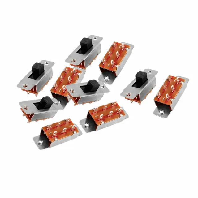 10 Pcs 250VAC 3A 125VAC 6A 6 Terminal 2 Position DPDT On/OFF Mini Slide Switch