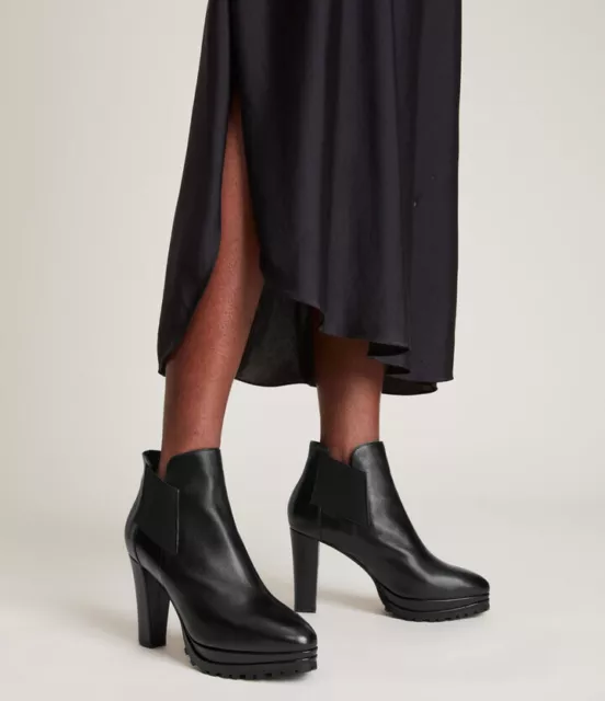 Allsaints Sarris Heeled Leather Chelsea Boots Womens 8 EU 38 3