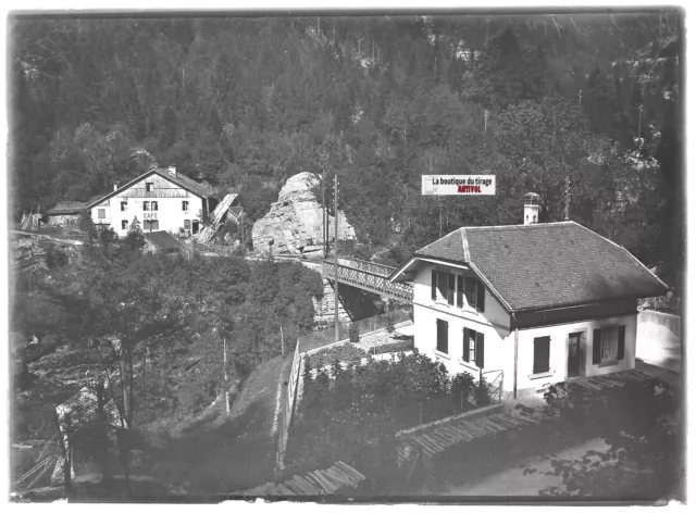 Biafond Doubs Lake 13x18cm Positive Antique Photo Glass Plate Black & White
