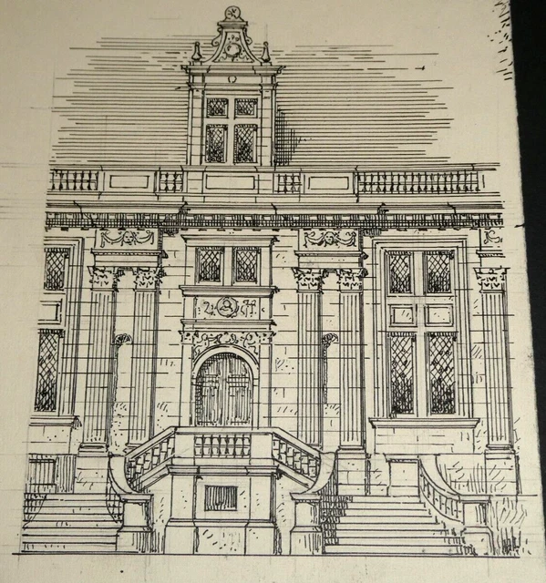 Dessin Original Signé Henri Laffillee - Chapiteau Du Narthex De Saint-Menoux, Encre, Thème Architecture