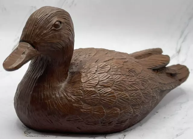 Red Mill Handcrafted Duck Decoy Brown Figurine USA Pecan And Resin Mix