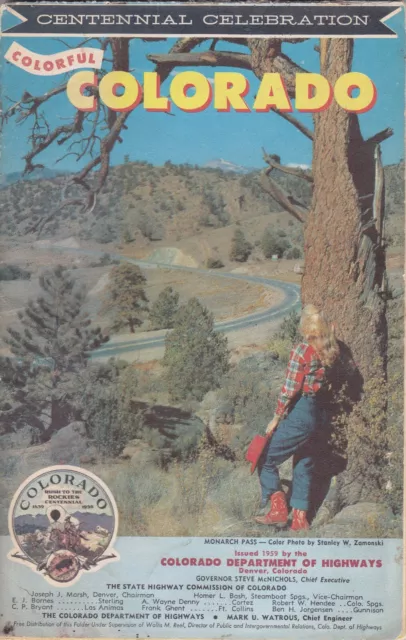 1959 Official State Issue Road Map Of Colorado