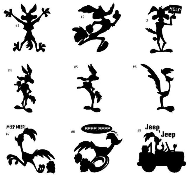 Wile E Coyote Vinyl Decal Sticker Car Window Road Runner Splat Wiley RoadRunner