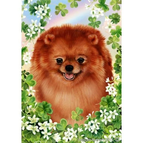 Clover Garden Flag - Red Pomeranian 310131