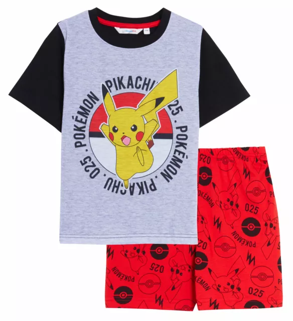 Boys Pokemon Short Pyjamas Kids Pikachu Shortie Pjs Set For Boys Pokeball Tee