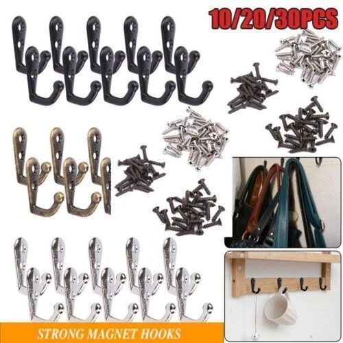 10 20 30 Hanging Metal Single Hook Clothes Hat Coat Robe Wall Door Hangers Hooks