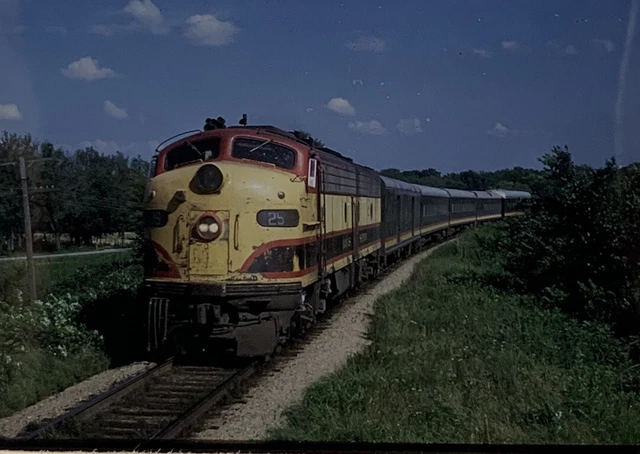 Vtg 35mm Slide Kansas City Southern Railroad Passenger Train Engine 24