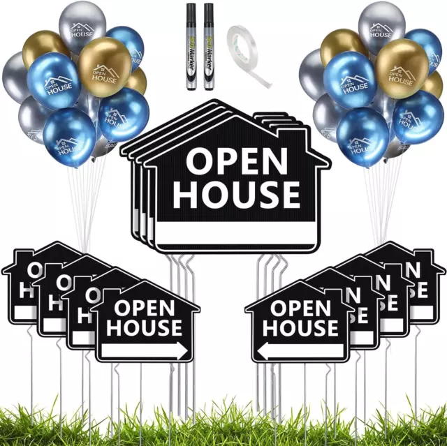 12 Pack Open House Signs with Stakes for Estate 12 X 16 Inch Large Double Sided