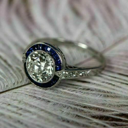 2.40 Carat Round Cut Lab-Created Diamond Filigree Vintage art Deco Ring 14k Gold