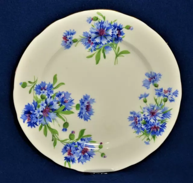 Vintage HAMMERSLEY Bone China England Blue CORNFLOWER 8 1/4"d Salad Plate