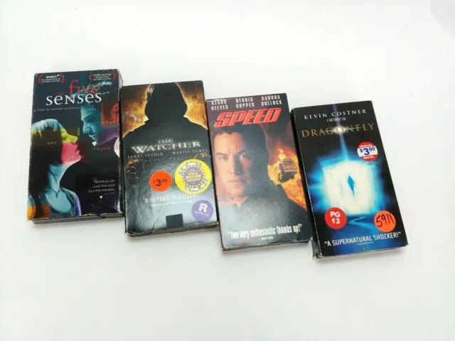 Lot of 4 VHS VCR Video Tapes Movies Dragonfly Speed The Watcher 5 Senses