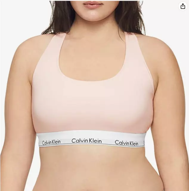 Calvin Klein Women's Modern Cotton Unlined Wireless Bralette, Nymph's Thigh, L