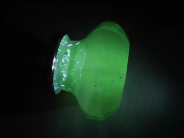 Antique Uranium? Glass Door Knobs Brass With Spindle Octagon UV Light Reactive