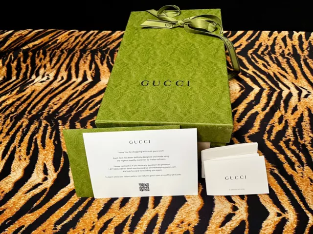 Gucci Empty Gift Storage Box w Tissue Ribbon Textured Green Small 12.5 x 6  x 2