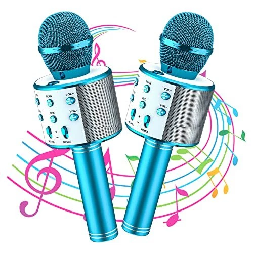 Kids Microphone For Singing 2Pck,Wireless Bluetooth Karaoke Microphone Portable