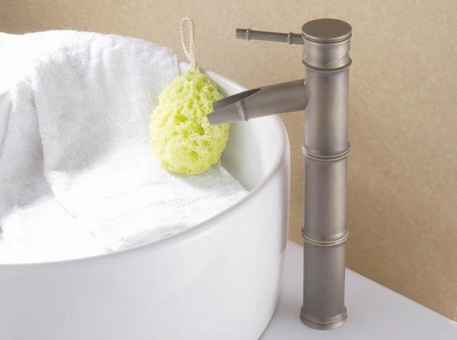 Hoch Dunkel Messing Bambus Design Waschbecken Küche Badezimmer Mono Block