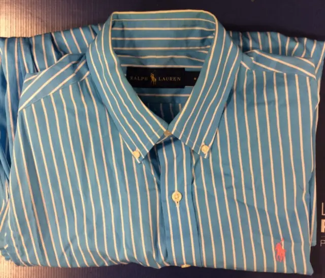Ralph Lauren Blue/White Stripe Cotton Shirt (M)