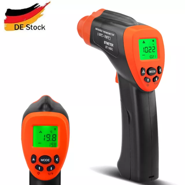 Infrarot Thermometer Pyrometer 16:1 Laser Temperaturmessgerät IR -50°C ~700°C EU